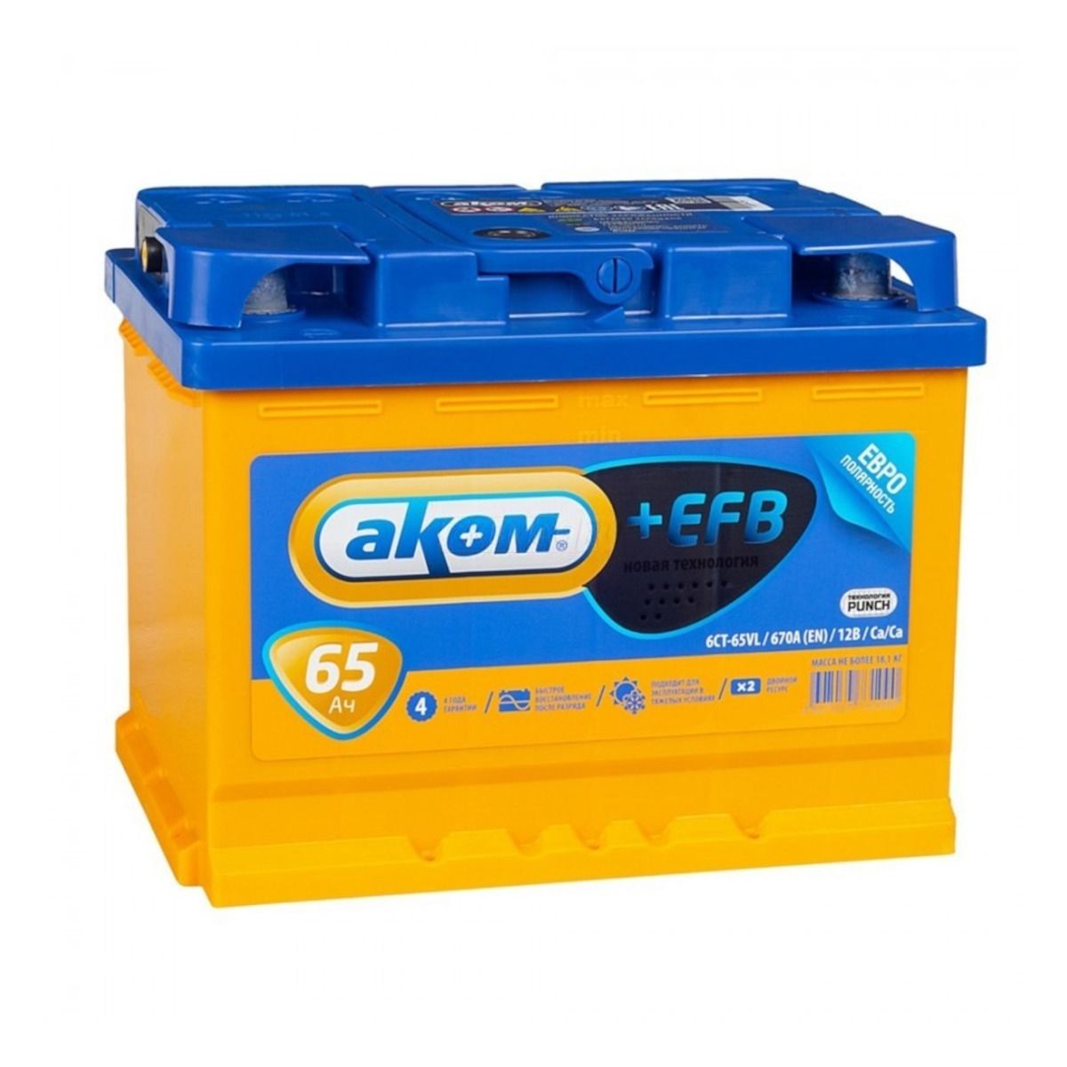 AKOM  +EFB (Start-Stop)  65Ah  670 En (обр)  4607034731090 242х175х190
