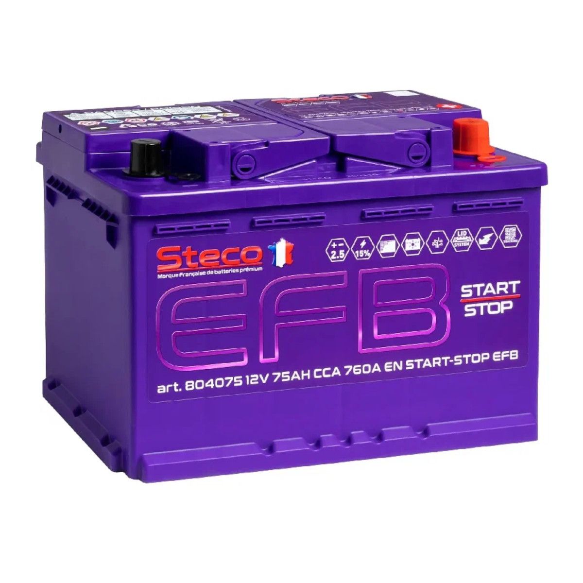 STECO  EFB  75Ah  760 En (обр)  804075 276х175х190